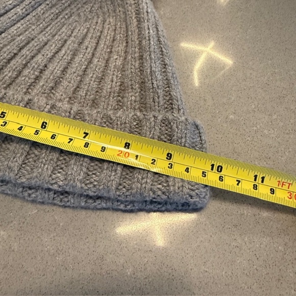 Women's J. Crew Wool Blend Ribbed Beanie with Faux-Fur Pom-Pom - Heather Gray - Picture 7 of 8